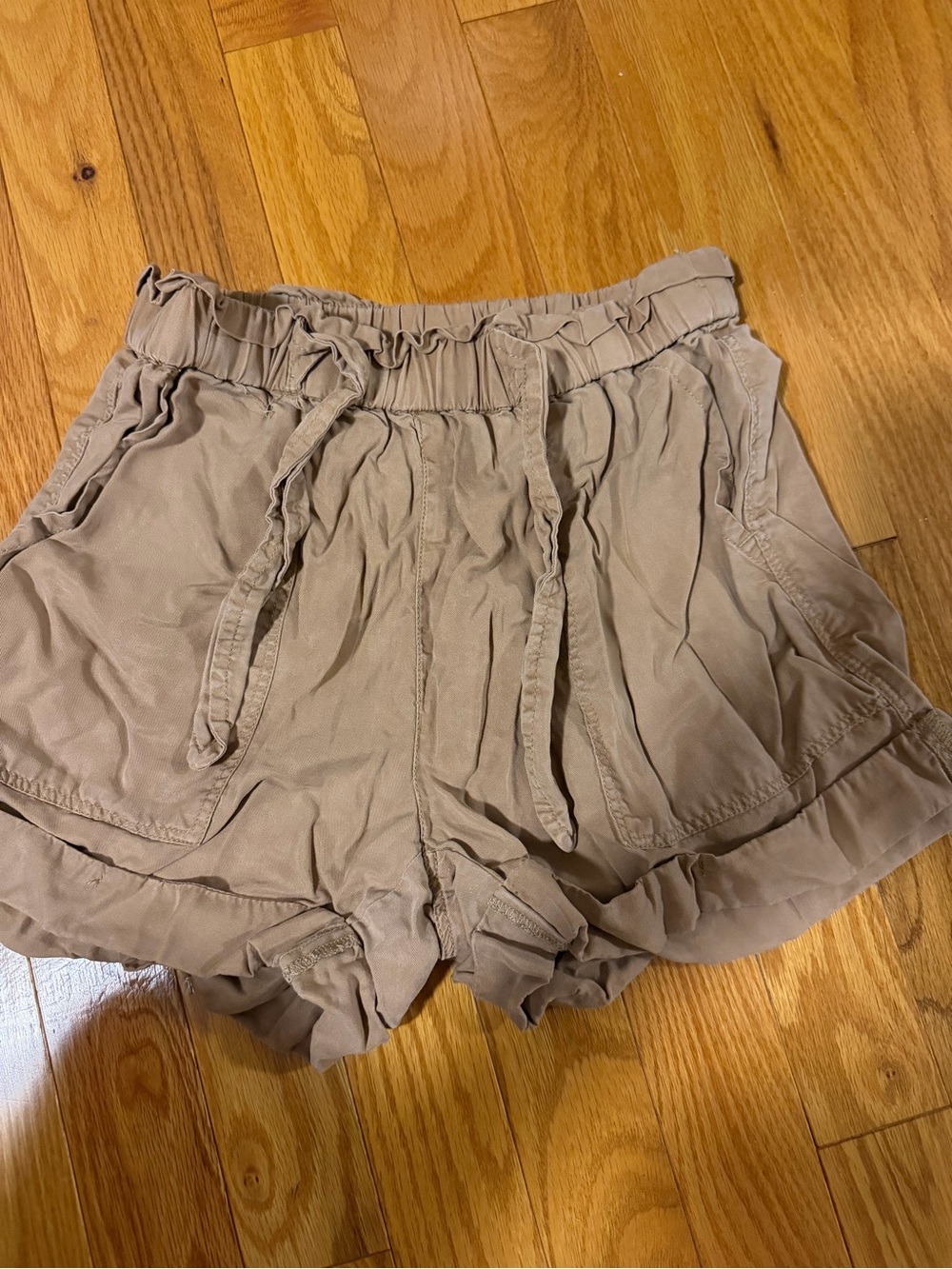 aerie Taupe Paperbag Waist Drawstring Shorts